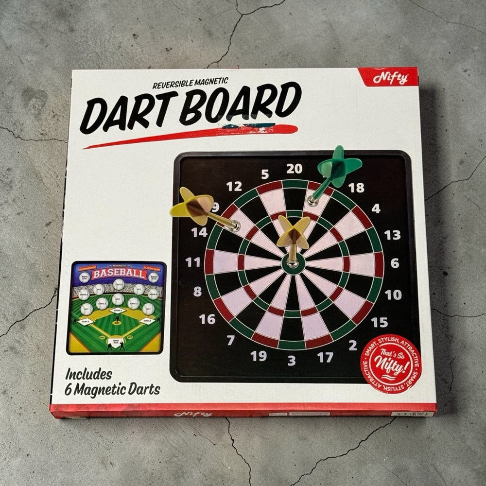 Nifty Reversible Magnetic Dart Board – Black with Green & Pink Accents